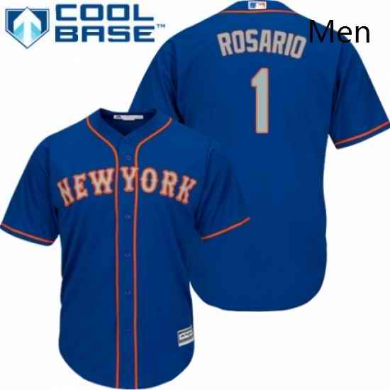Mens Majestic New York Mets 1 Amed Rosario Replica Royal Blue Alternate Road Cool Base MLB Jersey